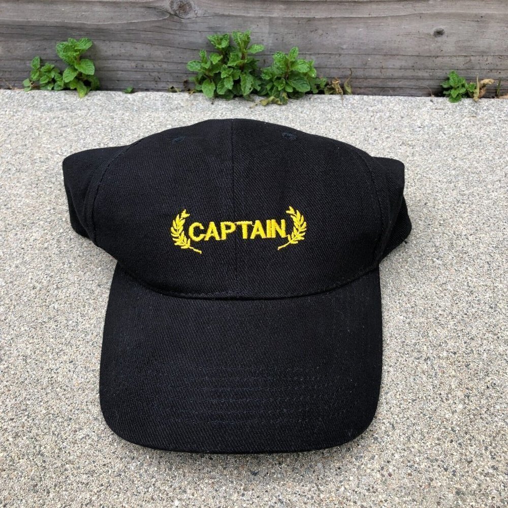 GR8 STUFF CAPTAIN Baseball Hat Men's Black Adjustable Cap Embroidered One Size‍
